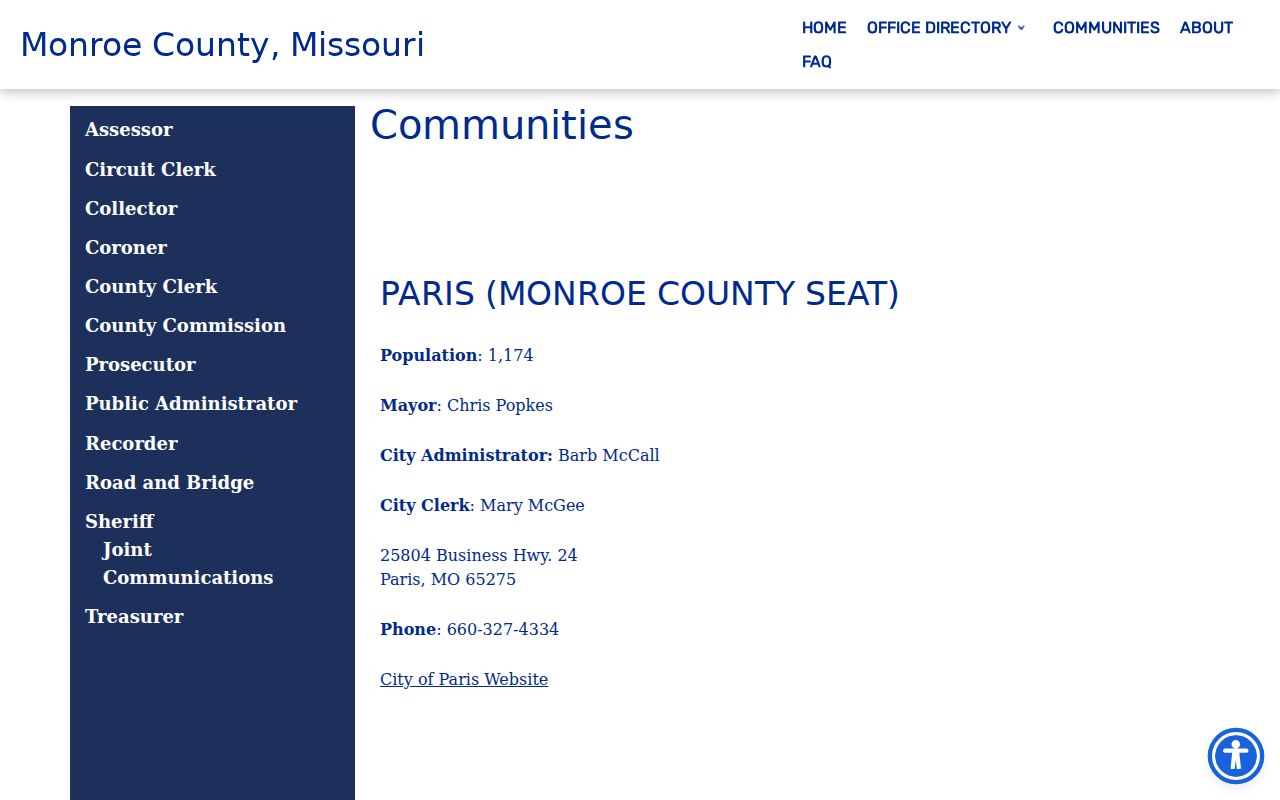 Official Holliday Missouri community listing