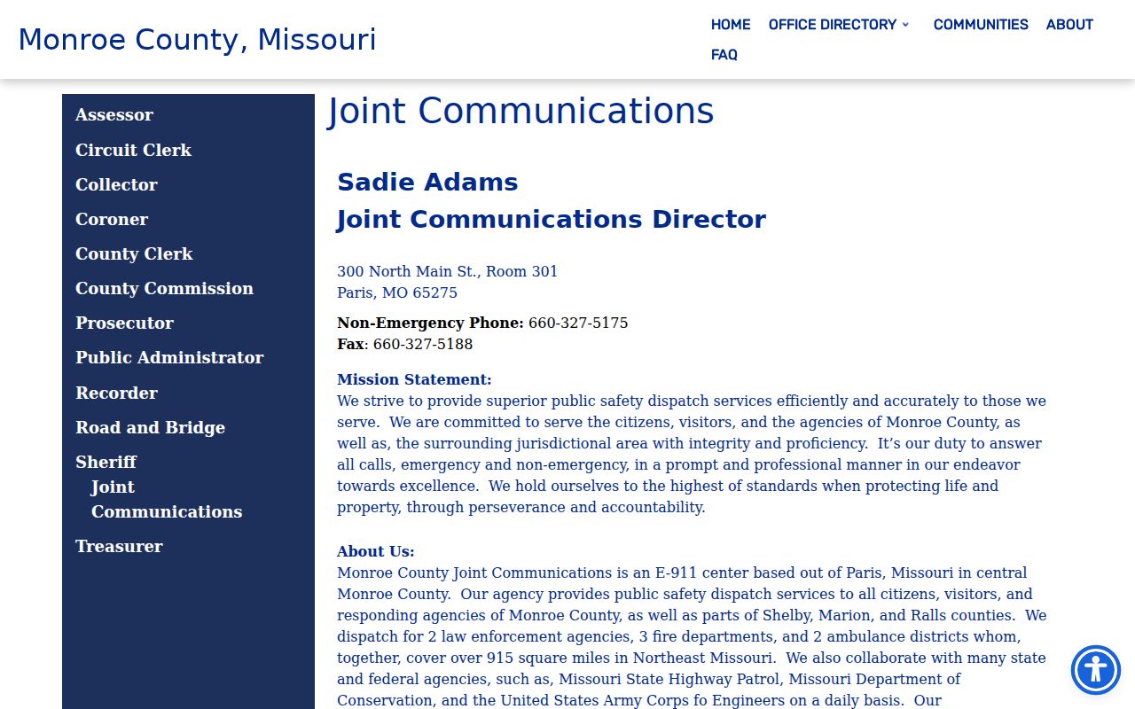 Monroe County Joint Communications public safety page